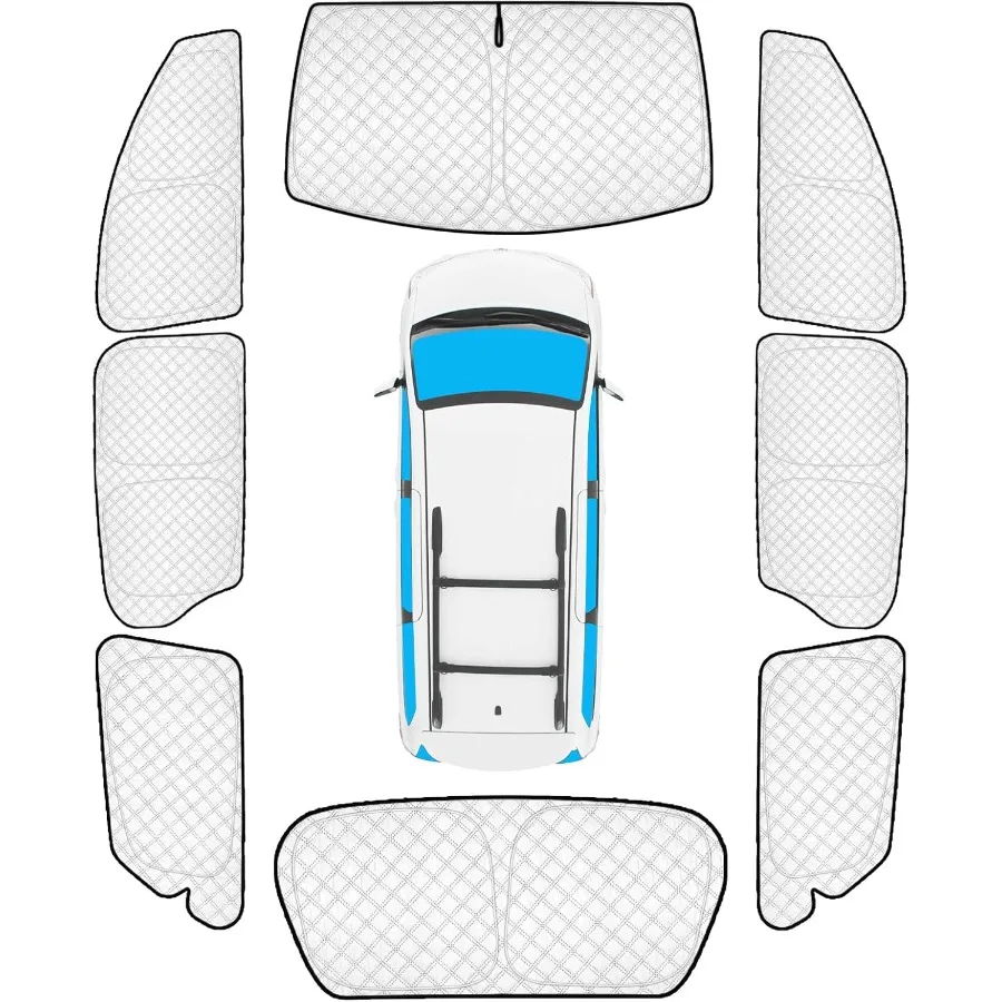 

8pcs Full Sun Shades Custom Fit for Sienna 20132018 Vehicles Premium Car Window Covers for Windshield Side and Rear Windows UV