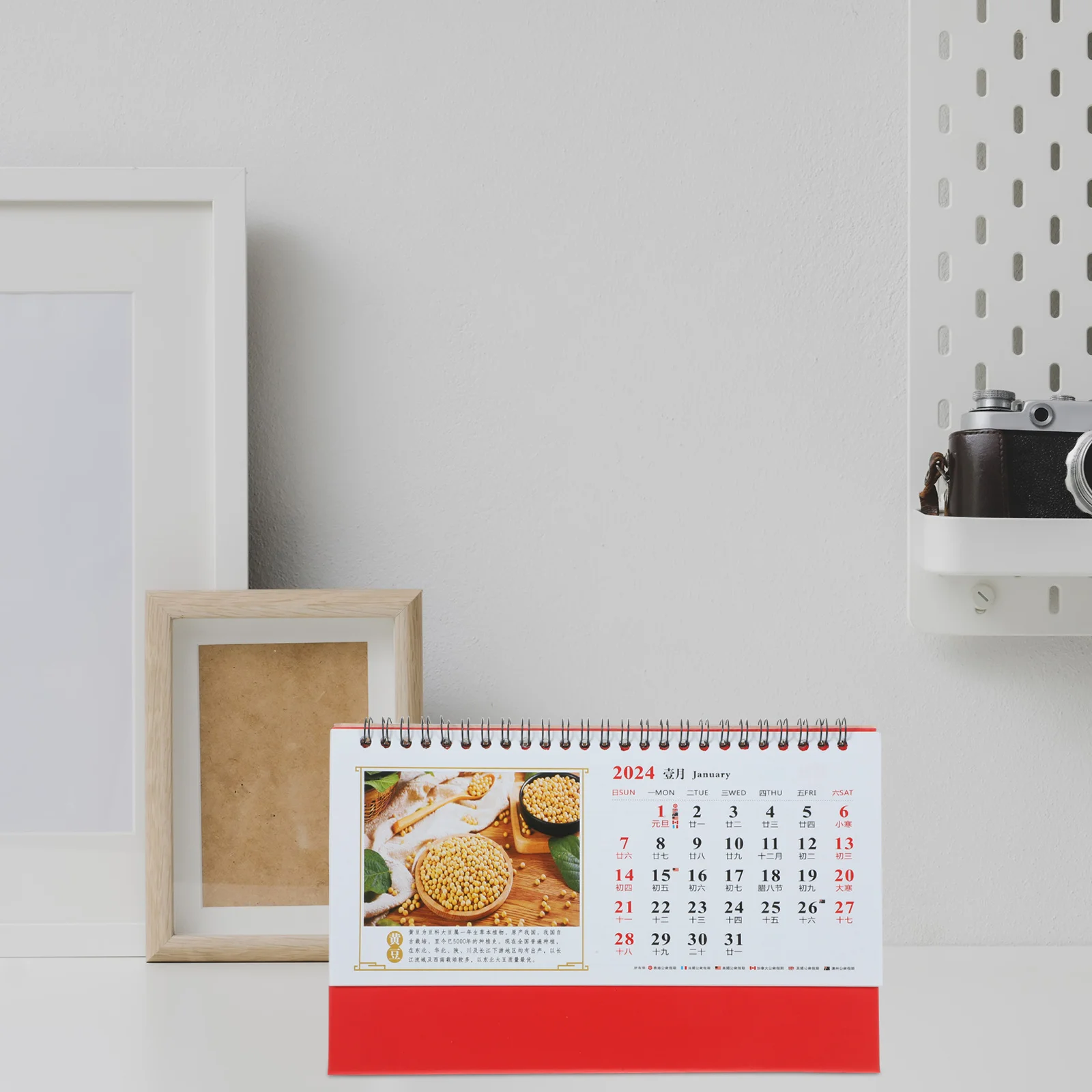 Kalender Mini 2024 Gaya Cina Desain Indah Penggunaan Serbaguna Kalender Meja Berdiri untuk Kantor dan Rumah