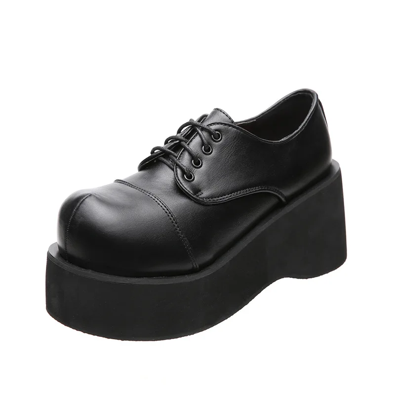 

Gothsen female Lolita shoes female Cosplay punk shoes ladies high heel wedge princess party shoes black