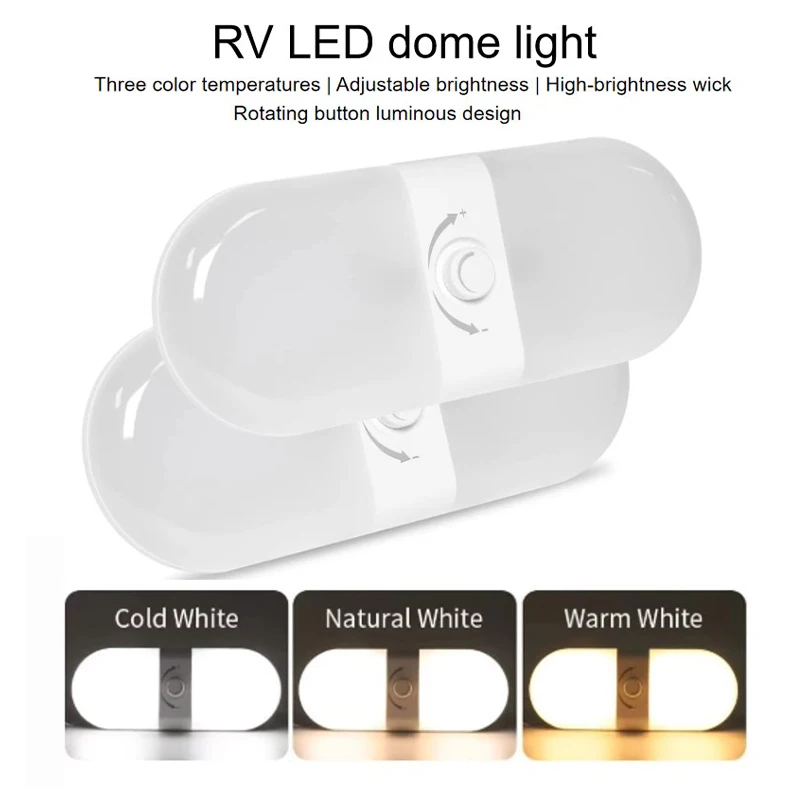 Highlight Variable Light with Three Colors RV LED Ceiling Lamp Electrodeless Dimming Cab Reading Light 12-24V Compartment Light