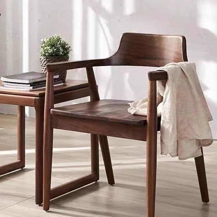 Nordic Solid Wood Dining Chair, Kennedy President Chair Style, Hiroshima Ash Wood Seat for Restaurant Meeting Room