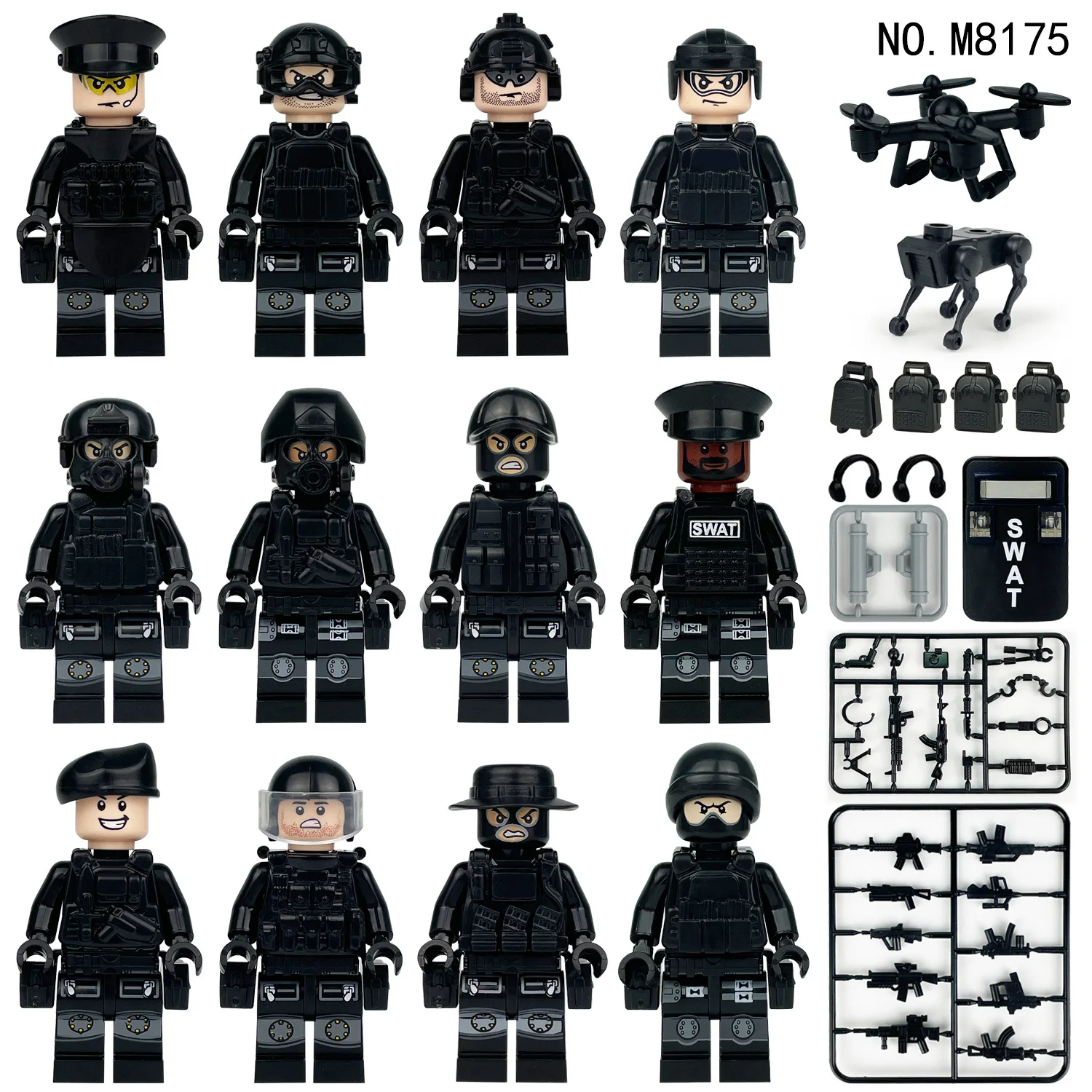 Bausteine der Militärserie, Spezialpolizei, Dschungelspärlinge, handgefertigte Modelle, zusammengebautes Spielzeug, humanoide Puppen, Geburtstagsgeschenke – Detail 19