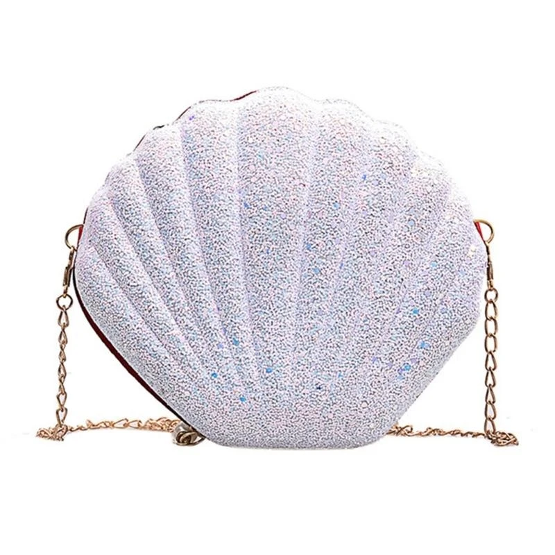 

E8FB Stylish Sequins Shell Crossbody Bag PU Leather Shoulder Purse Evening Handbag Gift For Valentine's Day Or Christmas