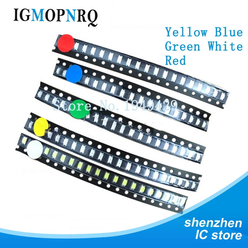 5 Werte 100 TEILE/LOS Super 3528 1210 SMD LED Rot/Grün/Blau/Gelb/Weiß 20 stücke Jede LED Diode 3,5*2,8*1,9mm 3528 R/G/B/W/Y