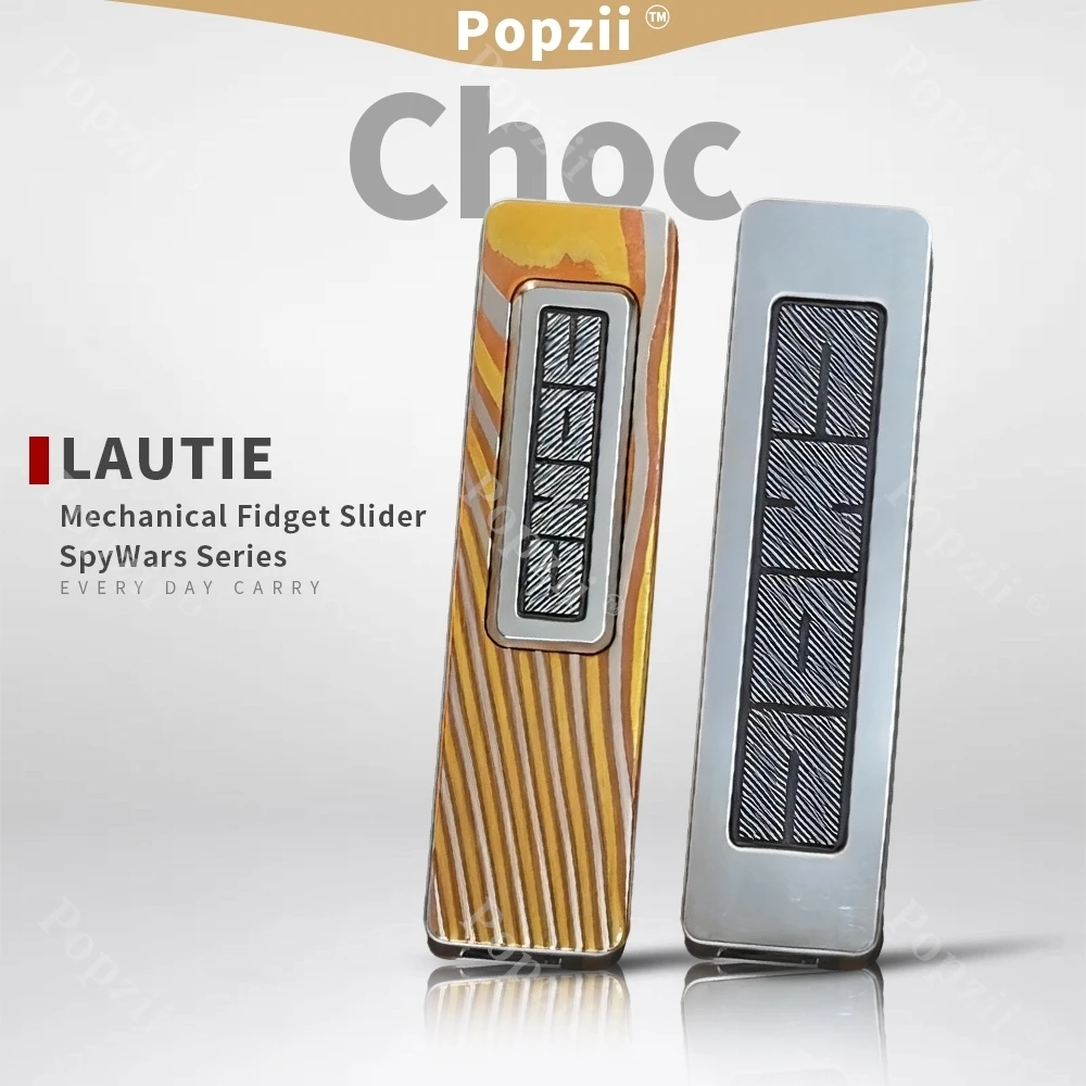 

LAUTIE Choc EDC Mokume Mechanical Push Slider Metal Juguetes Anti Ansiedad Adults Stress Relief Toy