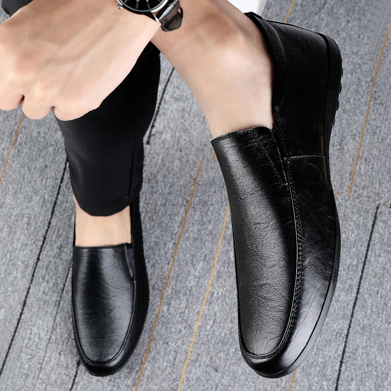 Fashion Men\'s Handmade Casual Slip On Shoes Genuine Leather Men Loafers Outdoor Comfortable Breathable Men Shoes