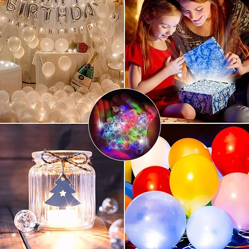 50Pcs/Bag Ball Light Lamp Glowing Round Ball Decorative Light Mini Colorful LED Balloon Light Transparent for Balloon Lantern