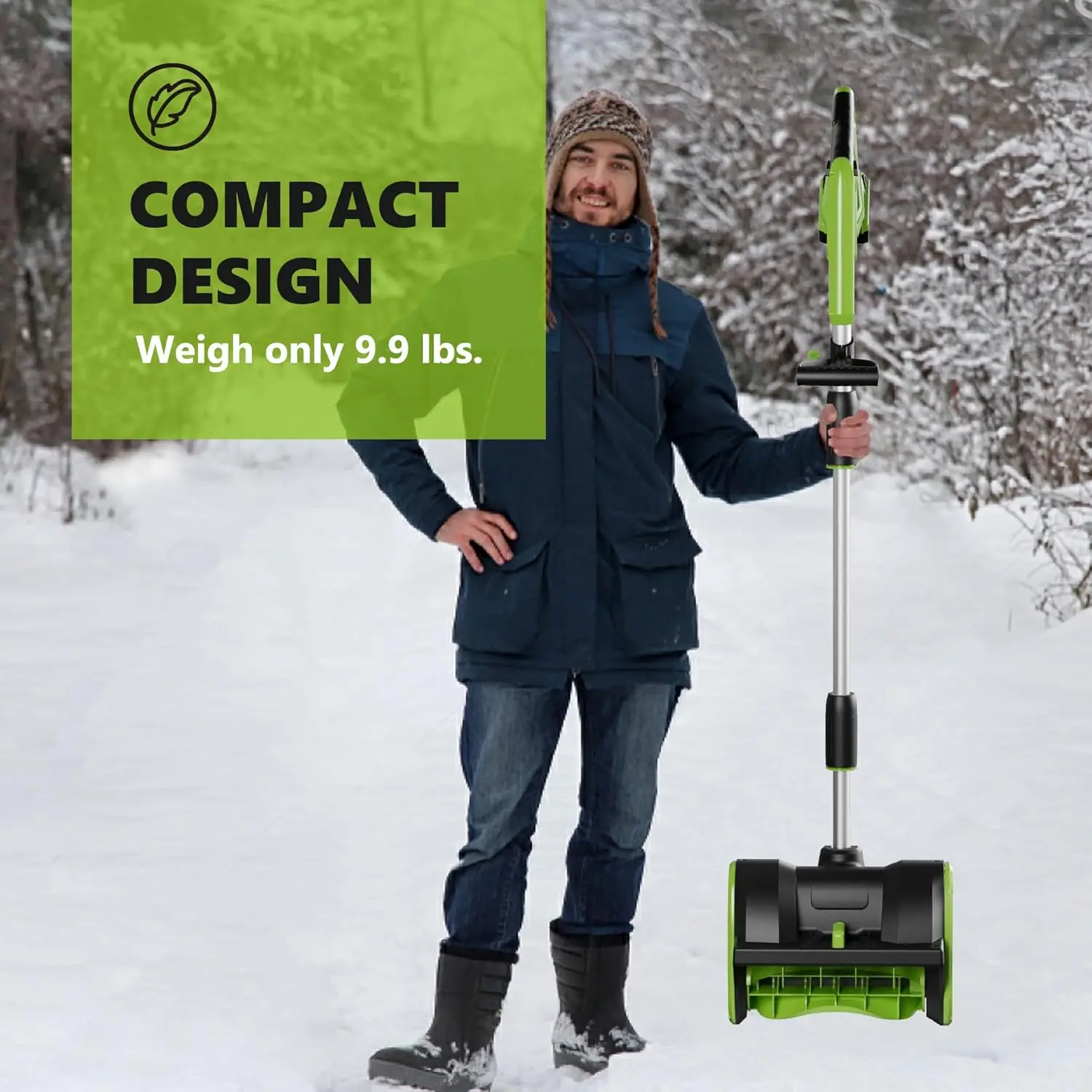 20V 12.2-Inch Cordless Snow Shovel, Battery Powered Snow Blower with Directional Plate, 20-Volt/4.0 Ah Lithium-ion Battery Pack,