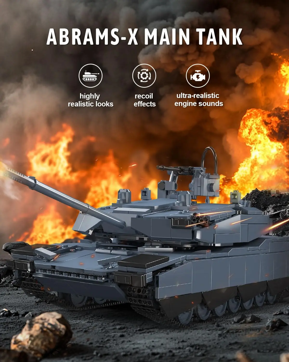 

Mould King 20036 APP Controlled Abrams X Tank Building Blocks Kit (1192pcs) - RC Military Model for Adult Collectors Gift14+