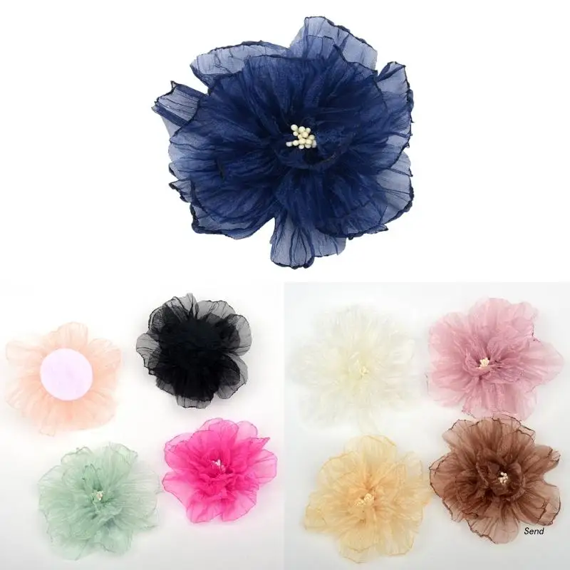 Ribbon Flower Decorative Wedding Flower Women Handmade Organza-Flower Dress