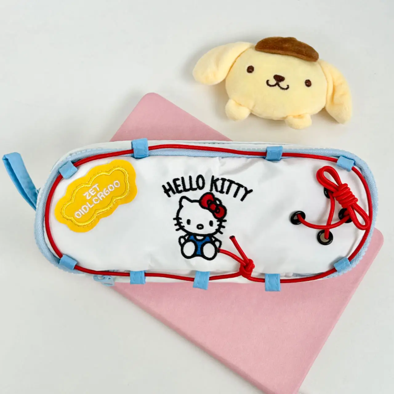 

Hello Kitty Large Capacity Double Layer Pencil Case Kawaii Embroidery Design School Supplies Stationery Storage Bag Girls Gift