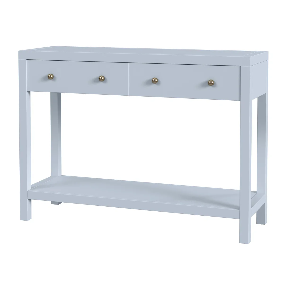 Modern minimalist white entrance table, durable wooden living room furniture, entrance table with shelves and 2 drawers