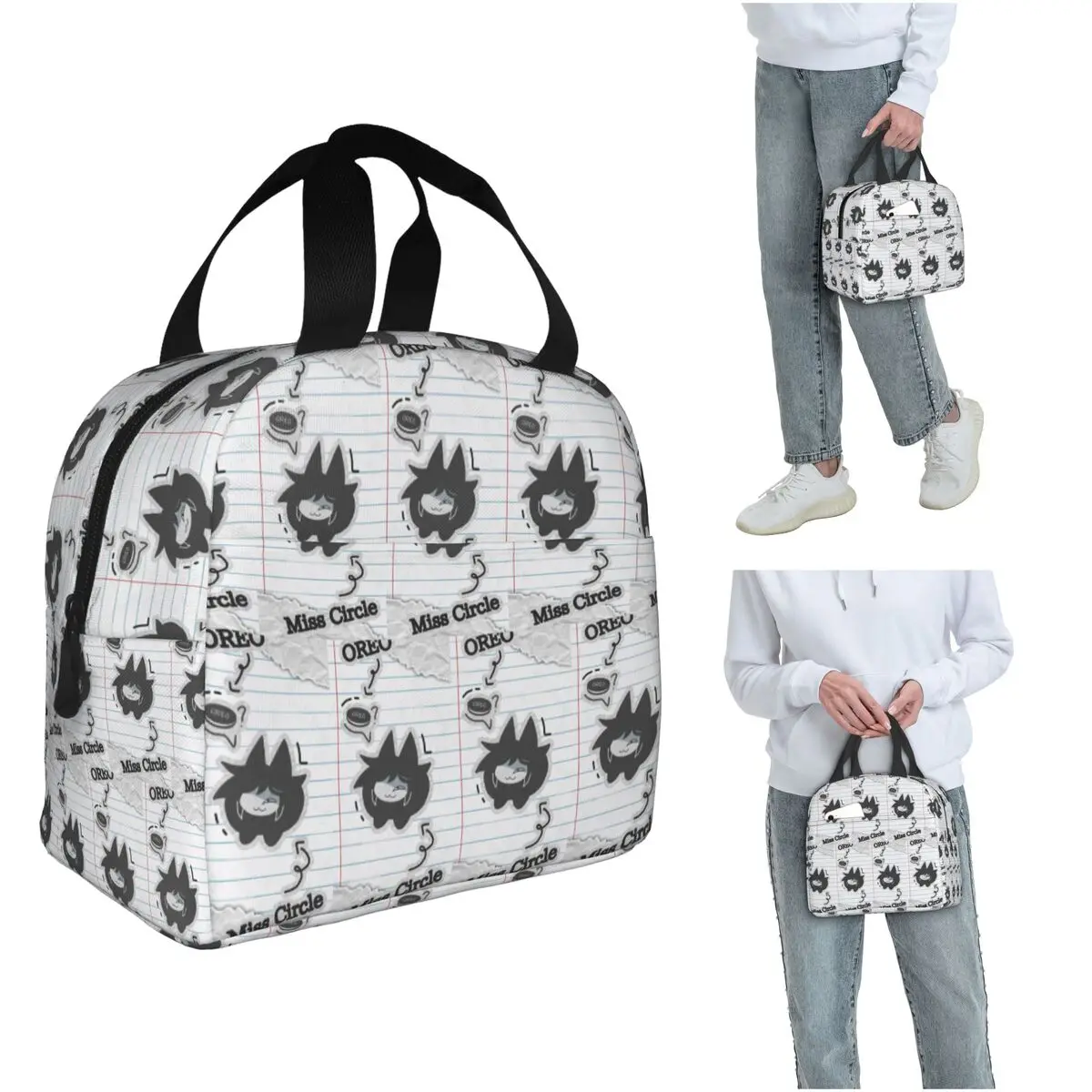 Miss Circle Cartoon Insulated Lunch Bag for Women Children Leakproof Food Boxes Thermal Lunch Box Tote