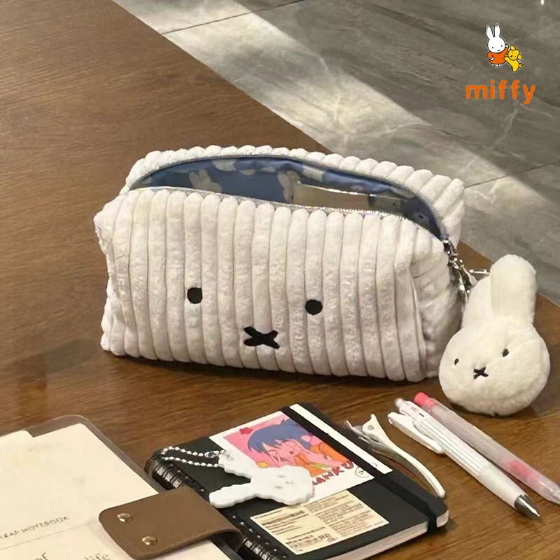 

Kawaii Miffy Storage Bag Student Creative Cartoon Pencil Case Multi Functional Simplicity Makeup Bag Anime Accessories Girl Gift