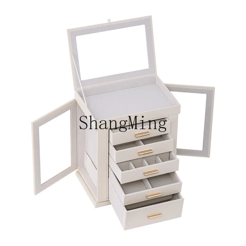 

PYH Large Capacity Jewelry Box Multi-layer Necklace Earrings Earrings Ring Watch Jewelry Storage Box