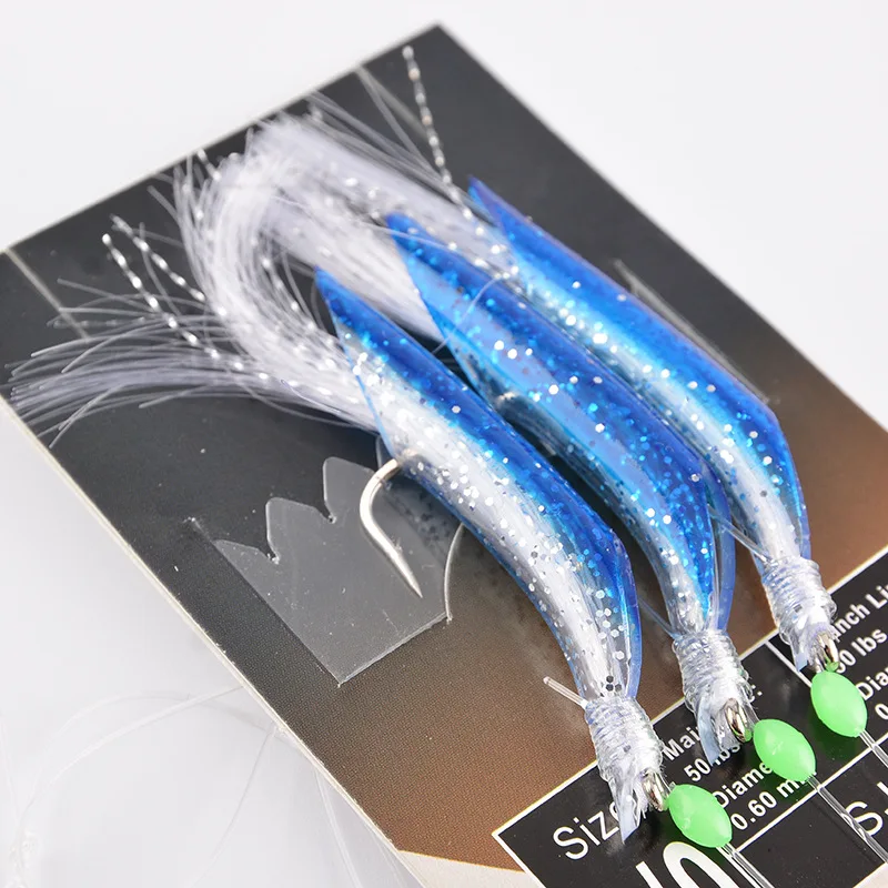 

3pcs/Set Cluster Luminous Soft Lure Eel Sabiki Rigs String Hooks Lure Fishes Saury Squid Mackerel Scad Saltwater Fishing Tackle