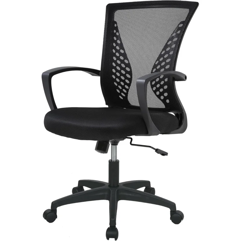 

Ergonomic Home Office Chair: Mid Back Mesh, Swivel, Lumbar Support, Adjustable Armrest – Desk/PC Ready