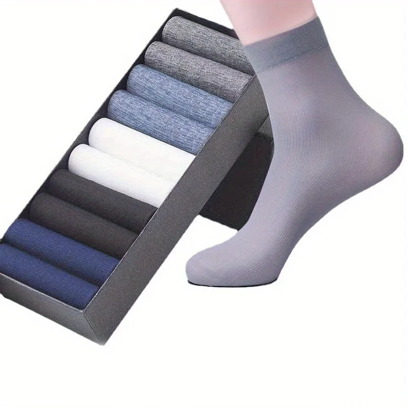 

10 pairs of men's stockings ultra thin formal dress long tube medium deodorant steel stockings short business ice silk stockings