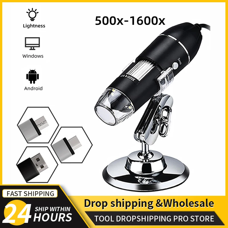 1600X Digital Microscope Camera 3in1 Type-C USB Portable Electronic Microscope For Soldering LED Magnifier For Cell Phone Repair