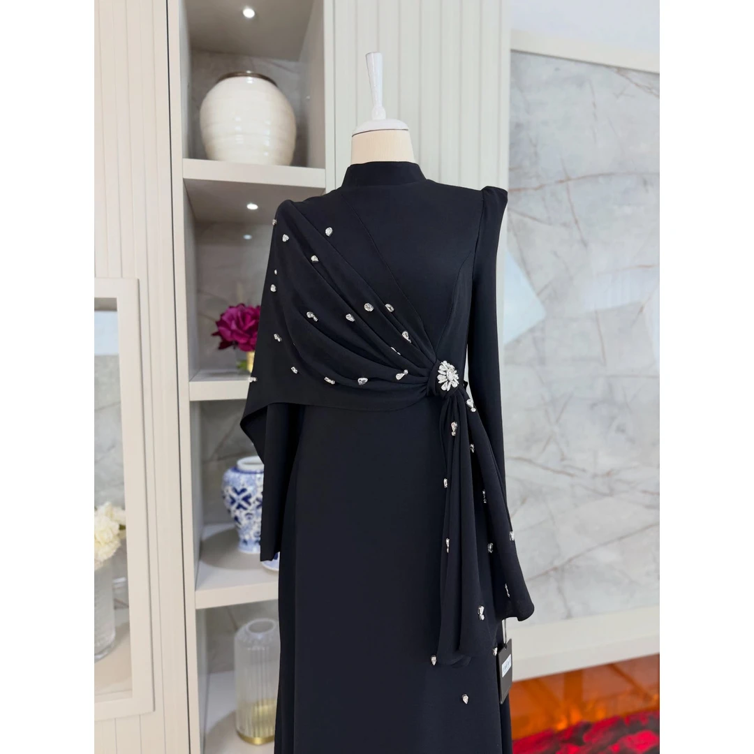 

Aura A Word Birthday Dress Luxury Women's Elegant Party Dress High Quality Evening Dresses for Special Occasions Round Neck Prom