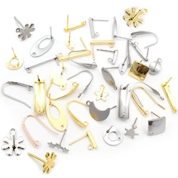 20pcs 316 Stainless Steel Geometric Polygonal Earring Stud Earring Hooks Posts Connector For DIY Earring Jewelry Making Supplies