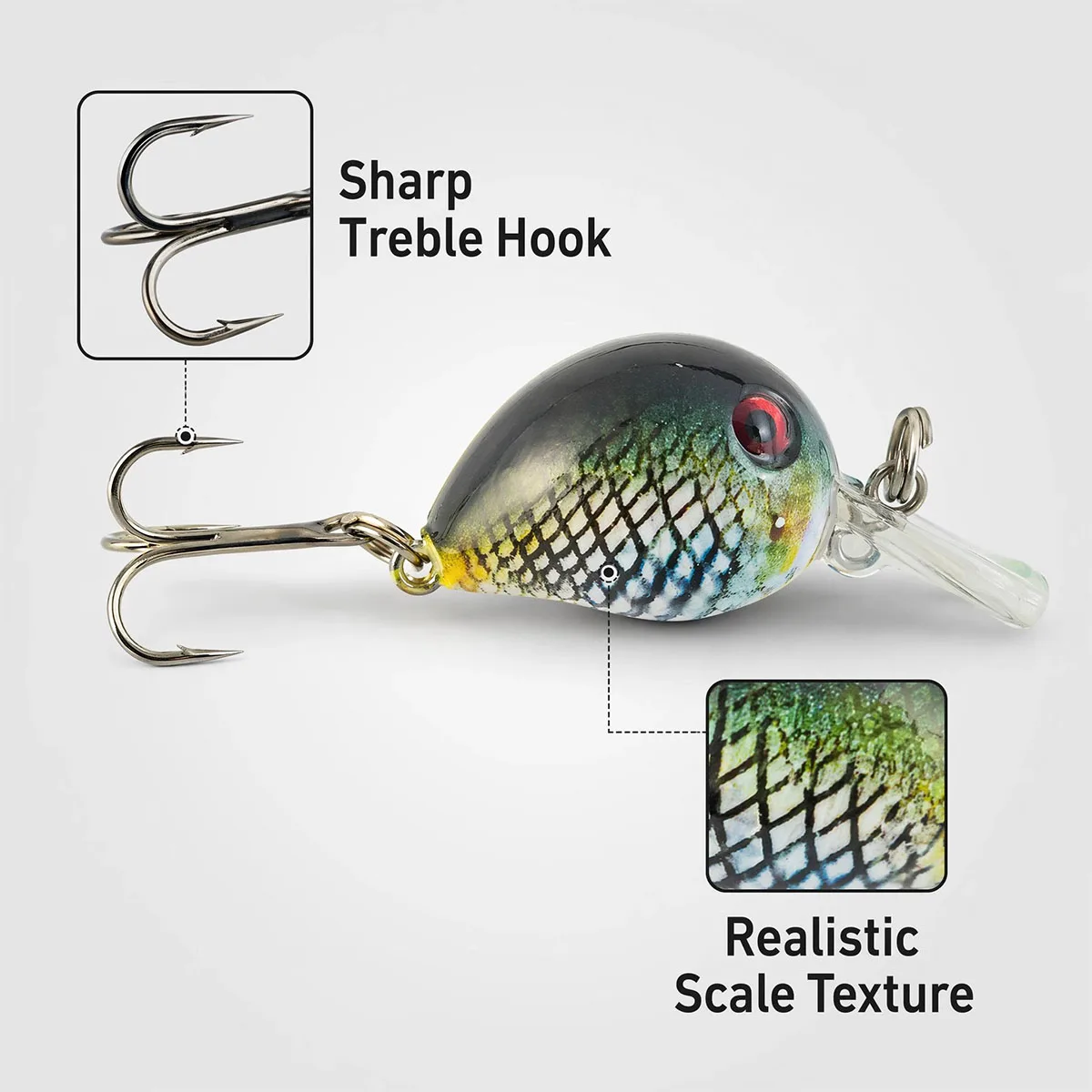 Streamlined Simulated Fish Scale Hard Bait With 3D Realistic Fish Eyes, Built-in Steel Rattle Balls Sharp Treble Hooks