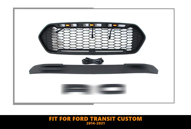 Good Quality ABS Front Middle Grill Racing Grills With LED Lights Fit For Ford Transit Custom 2014-2021