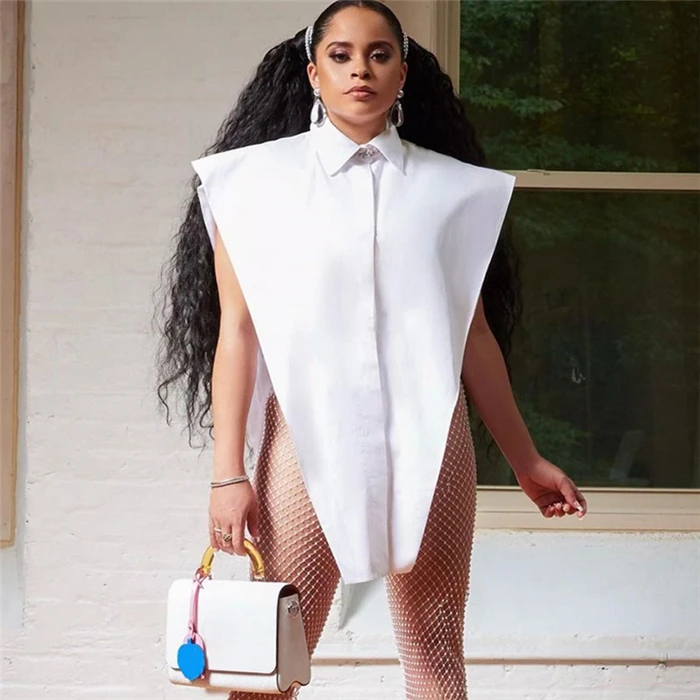 Damska bluzka w stylu streetwear, luźny krój, średniej długości, jednolity kolor, zapinana na guziki, casualowa bluzka, letnia moda.