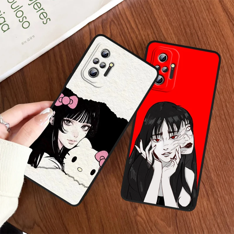 Capa de telefone preta T-Tomie Kawakami Anime, Xiaomi Redmi Note 13 12R 12 12S Turbo 11 11T 11S 10S Pro Plus 5G, Moda