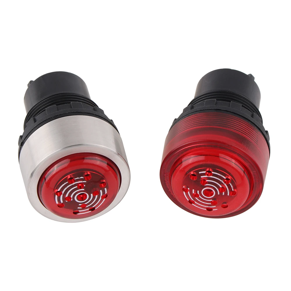 Waterproof 30mm Metal/Plastic Buzzer Sound DC24V AC220V IP66 M30 BD8030 90db Screw Terminal Red LED