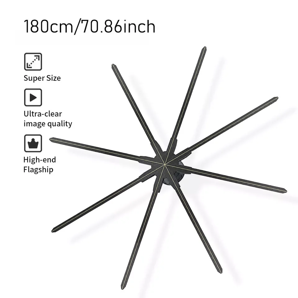 Big Hologram Fans Outdoor 180Cm 3D Holographic Projector With Cover Smart App Control Hologram Device For Advertising Display