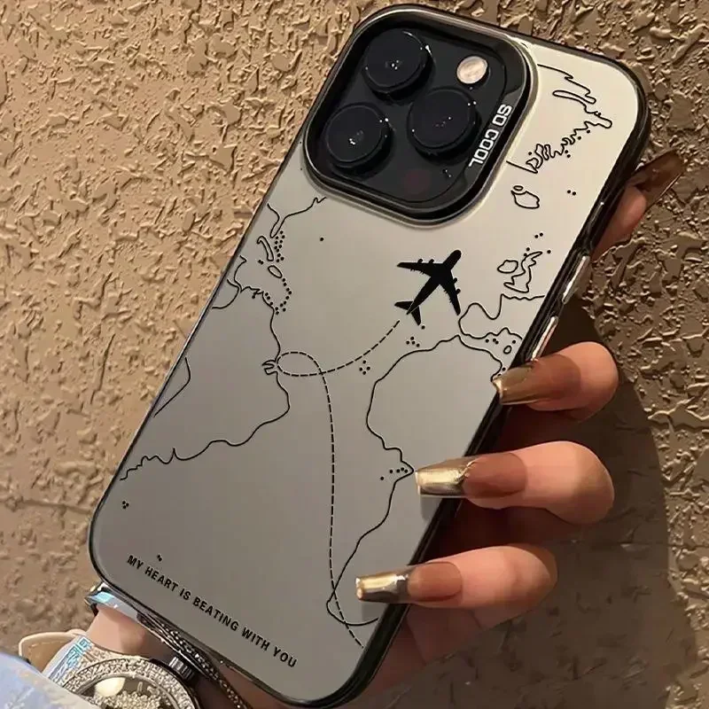 Travel-Inspired Airplane for iPhone 16E 15 Pro Max 11 12 13 Mini 14 XS XR 7 8 Plus Shockproof Screen Protector Casing image 3