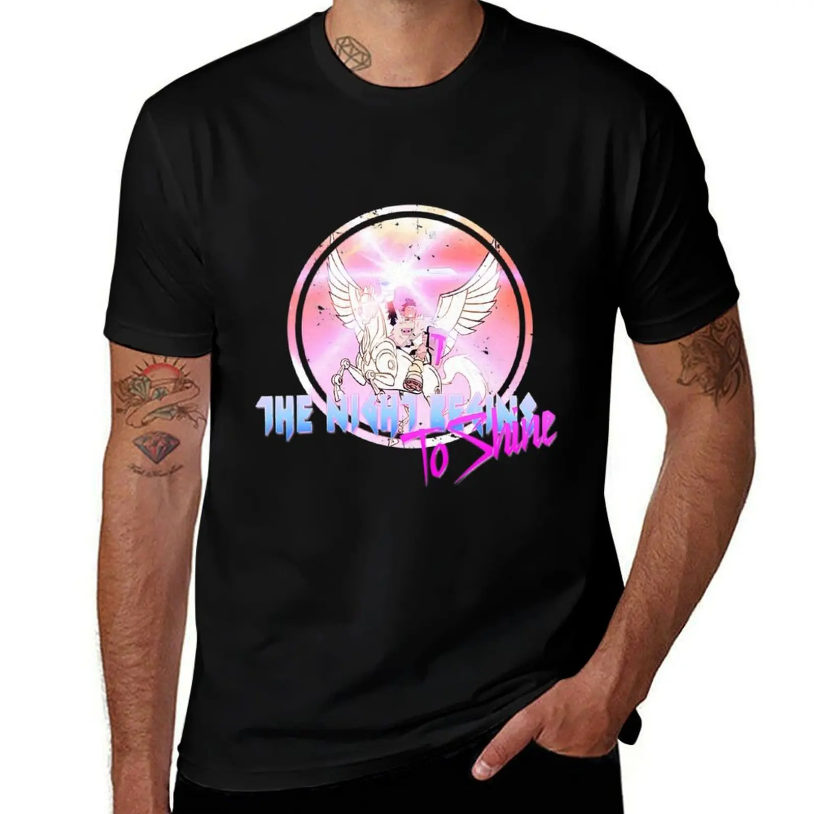 CYBORG NIGHT BEGINS TO SHINES T-Shirt Modern Style Print T-Shirt