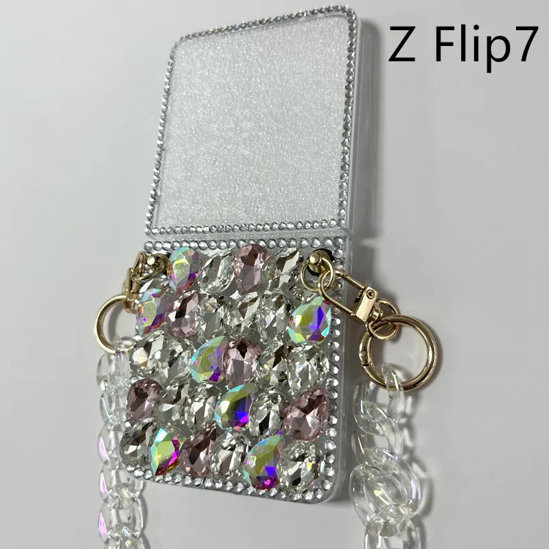 Z فليب 7 بلينغ بريق الماس كريستال سوار سلسلة الحال بالنسبة لسامسونج غالاكسي Z فليب 5 Z فليب 4 5G Zflip3 Z فليب 6 حالة #2