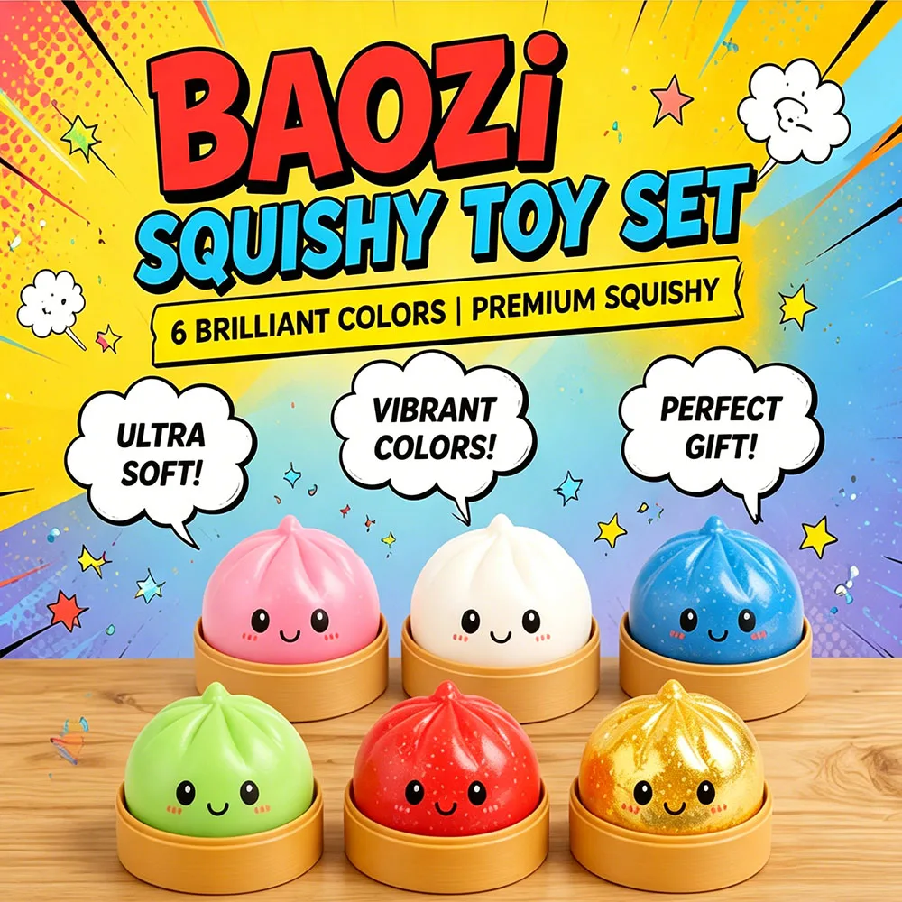 

Mystery Glitter Dumpling Squishy Steamer Case Decompression Dough Squeeze Anxiety Relief Office Desk Companion Vent Gadget