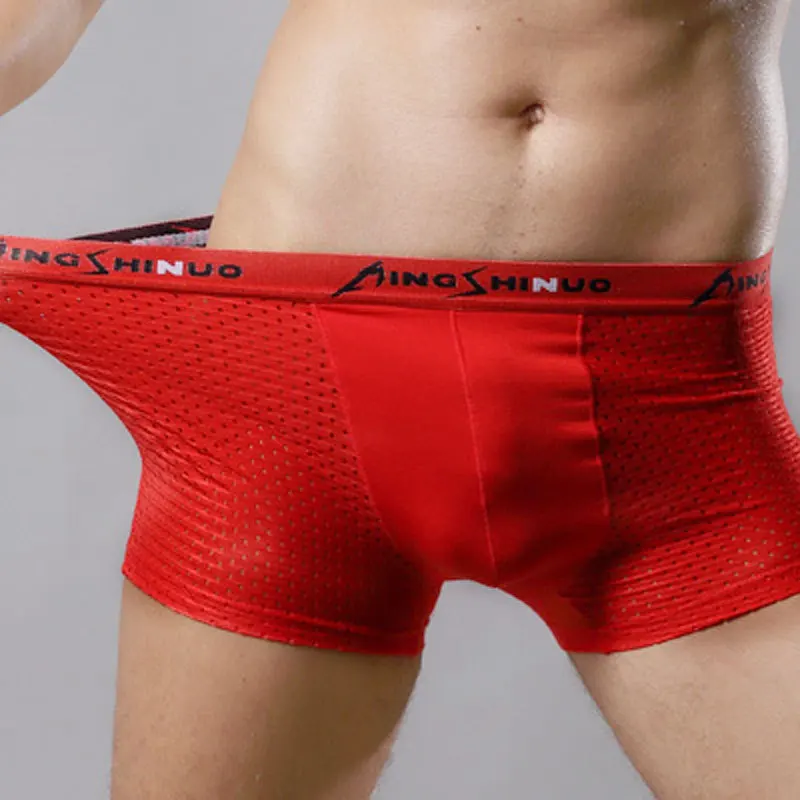 

Men's Mesh Briefs Sexy U-Convex Pouch Panties Breathable Underwear Trunks Elastic Mans Shorts