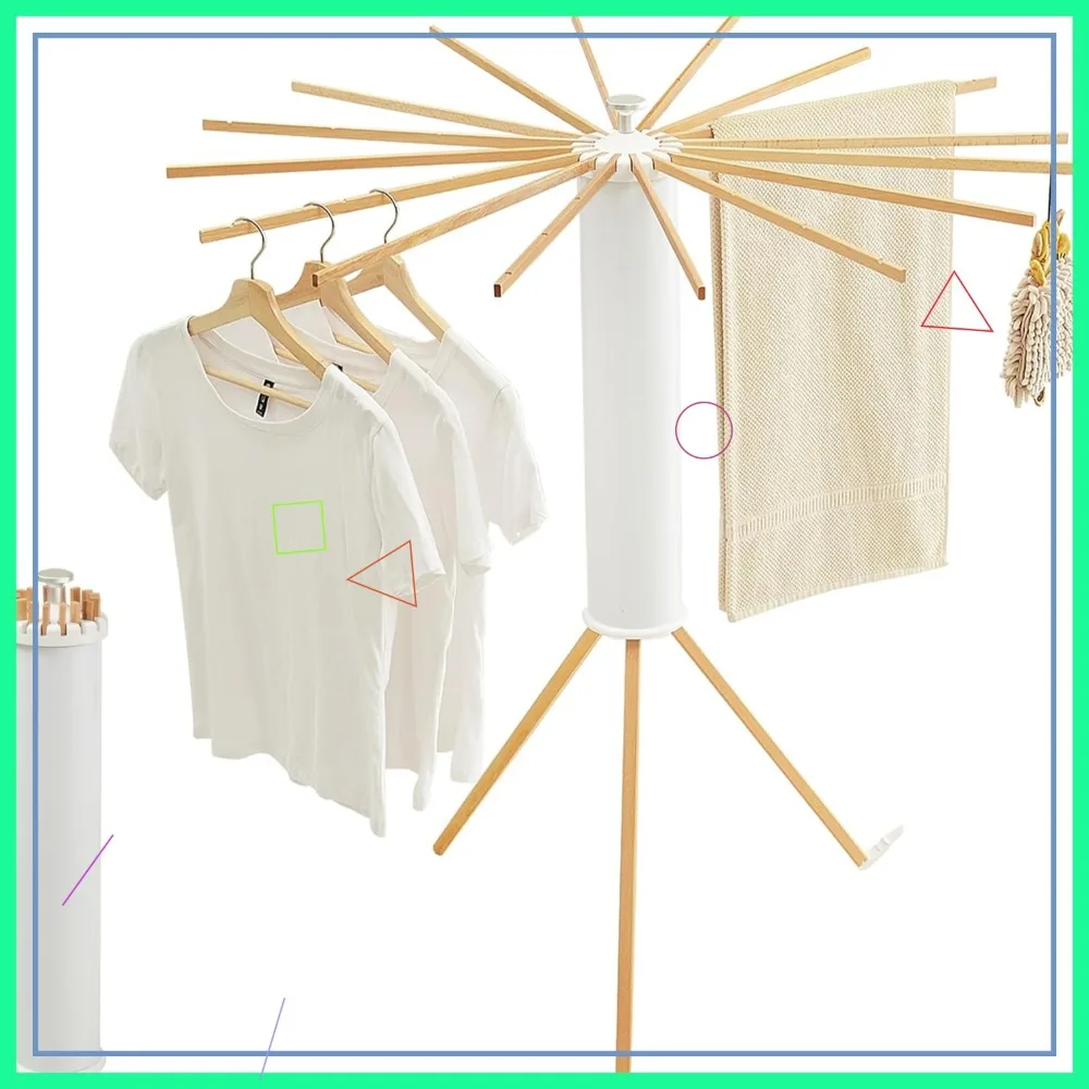 

Tripod Clothes Drying Rack, Portable Foldable Laundry Drying Rack, Space Saving for Balcony Bedroom, Wooden
