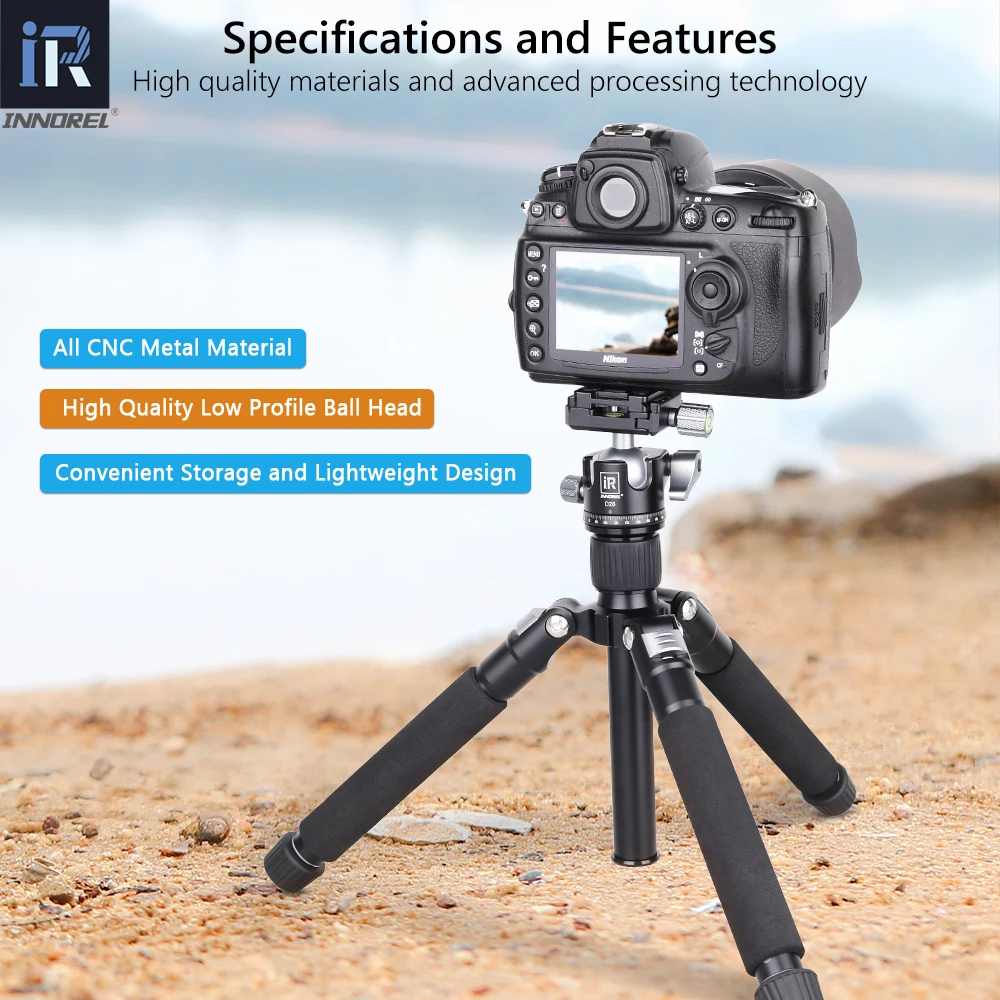 INNOREL Mini Tabletop Tripod PW30 Metal Travel Camera Tripod for DSLR Video Camcorder Cell Phone Load 10kg Low Profile BallHead