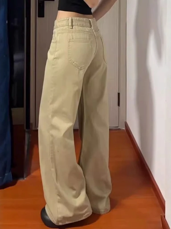 Khaki Low-Waist Bell-Bot-Jeans für Damen in Übergröße, schlankmachende Hüftbedeckung, vielseitige, nicht enge Leggings, Herbst, neue Sle