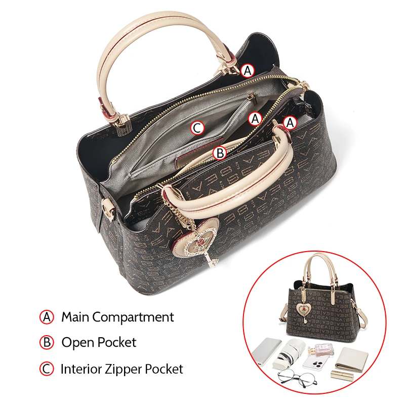 FOXER PVC Leather Big Capacity Handbag Lady Shoulder Crossbody Bag Women High Quality Stylish Tote Elegant Female Messenger Bags