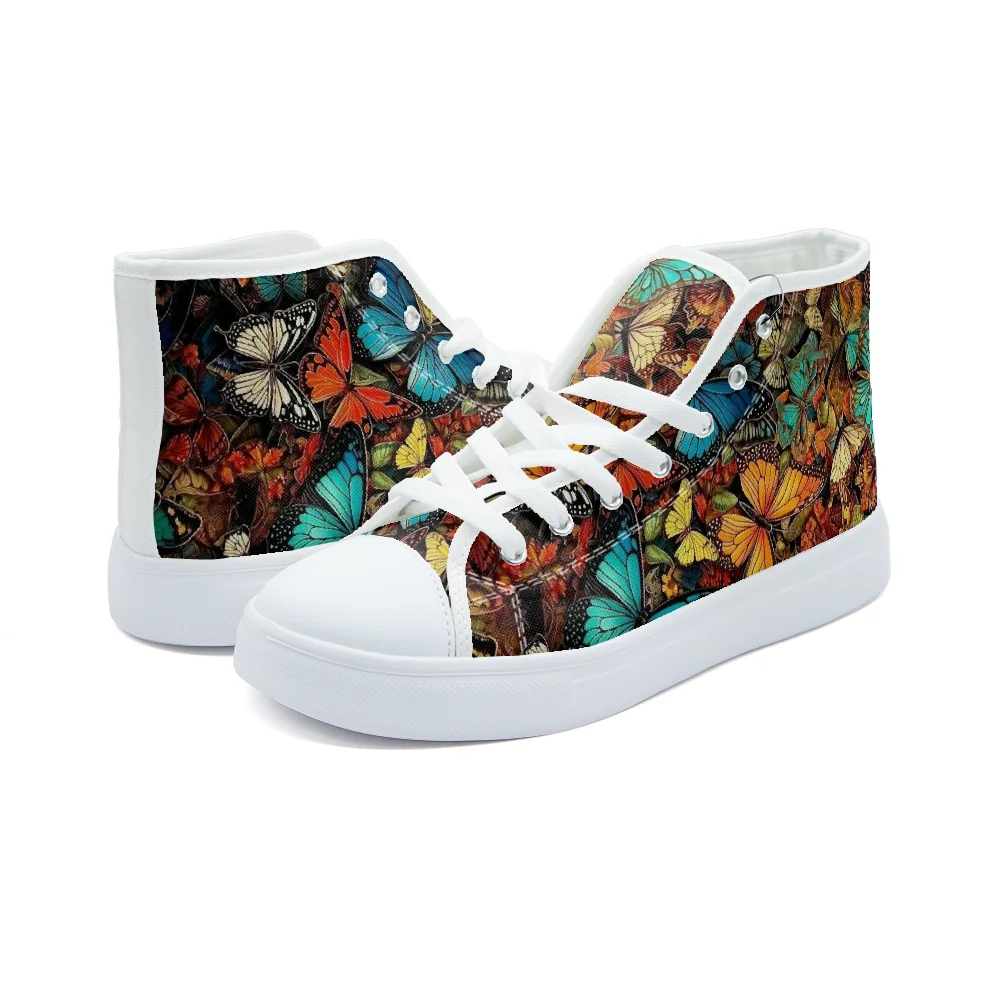

Stylish versatile classic butterfly print high-quality canvas shoes flat sneakers fashion shoes