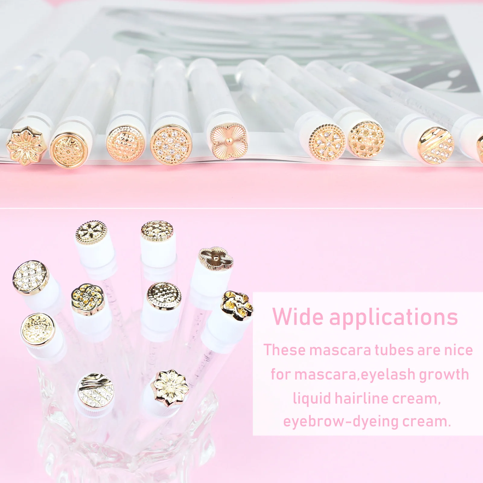 20 pçs varinhas de rímel tubo reutilizável metal chicote carretéis tubo escova de cílios tubos carretéis lash extensão escovas aplicador