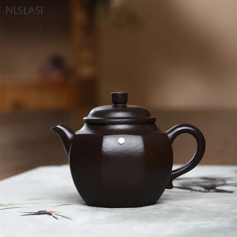 

230ml Yixing Handmade Tea Pot Six Parties Shape Purple Clay Teapot Raw Ore Beauty Kettle Chinese Tea Ceremony Customized Gifts