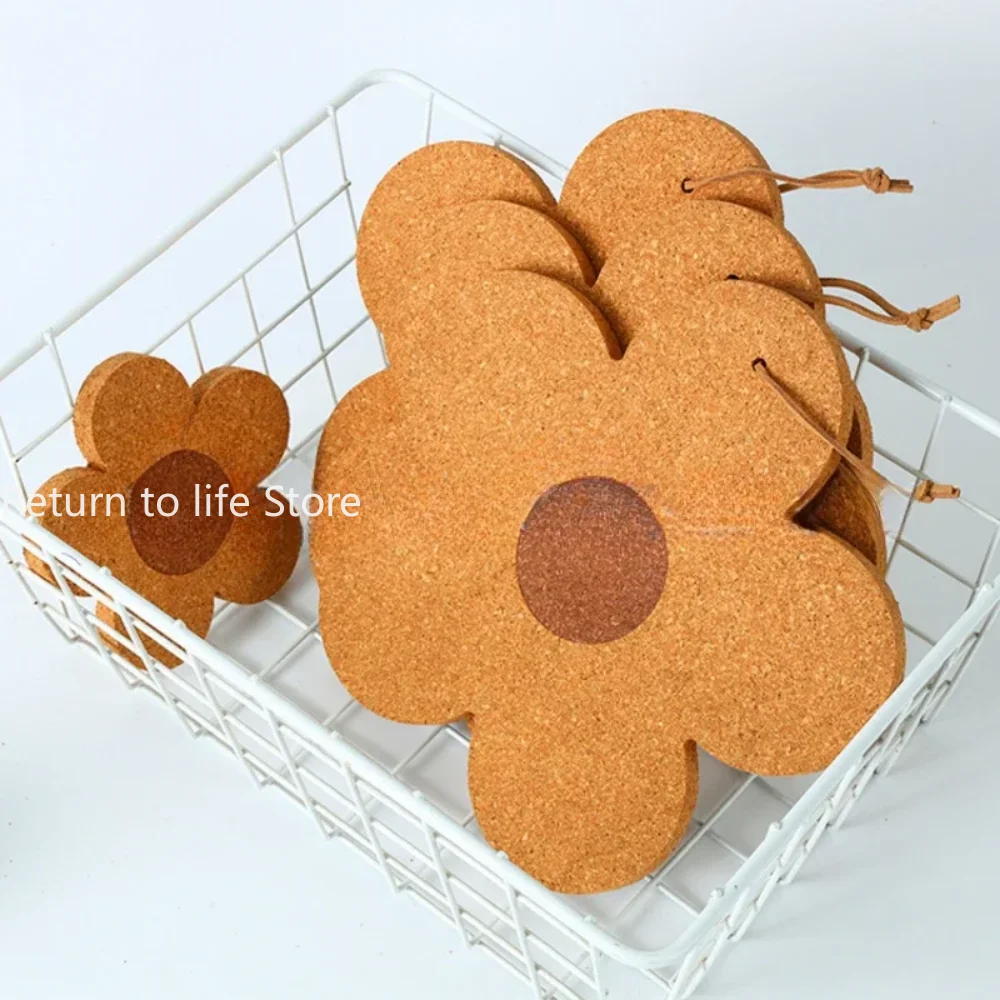 Sottobicchieri carini appesi a fiori per bevande Set di sottobicchieri assorbenti e riutilizzabili sottobicchieri a forma di fiore in sughero per caffè tappetino per tazze da tè