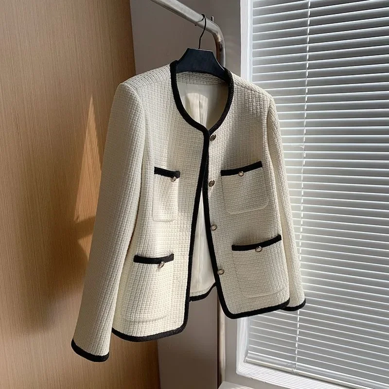 

Crop Tweed Jacket Women Korean Autumn Clothes Old Money Fashion New Jackets Chic and Elegant Oversize Vintage Aesthetic