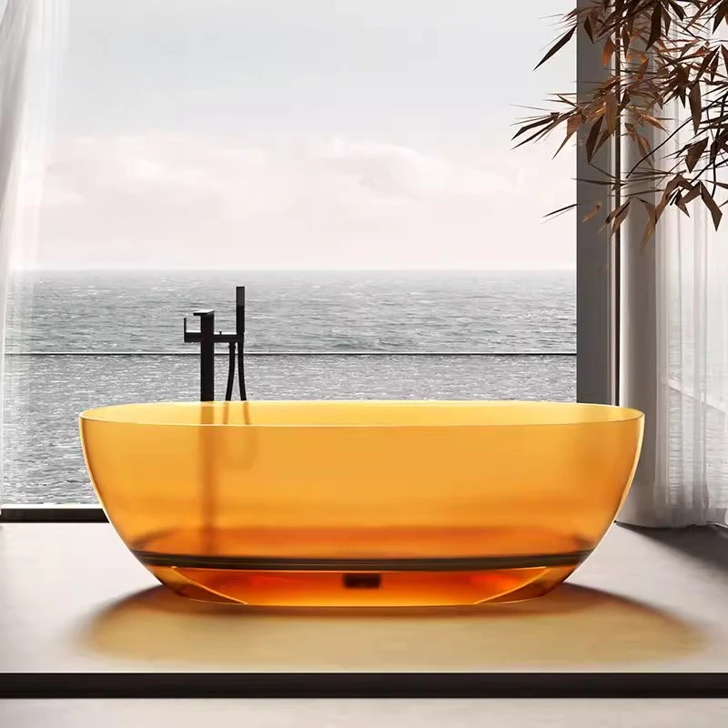 

Net forest circular arc transparent color bathtub Internet celebrity hotel B & B engineering art crystal resin freestanding bath