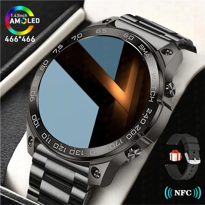 2023 New NFC Bluetooth Call Men Smart Watch Screen Always Show Time 400MAh Battery 1.43“AMOLED IP68 Waterproof Sport Smartwatch