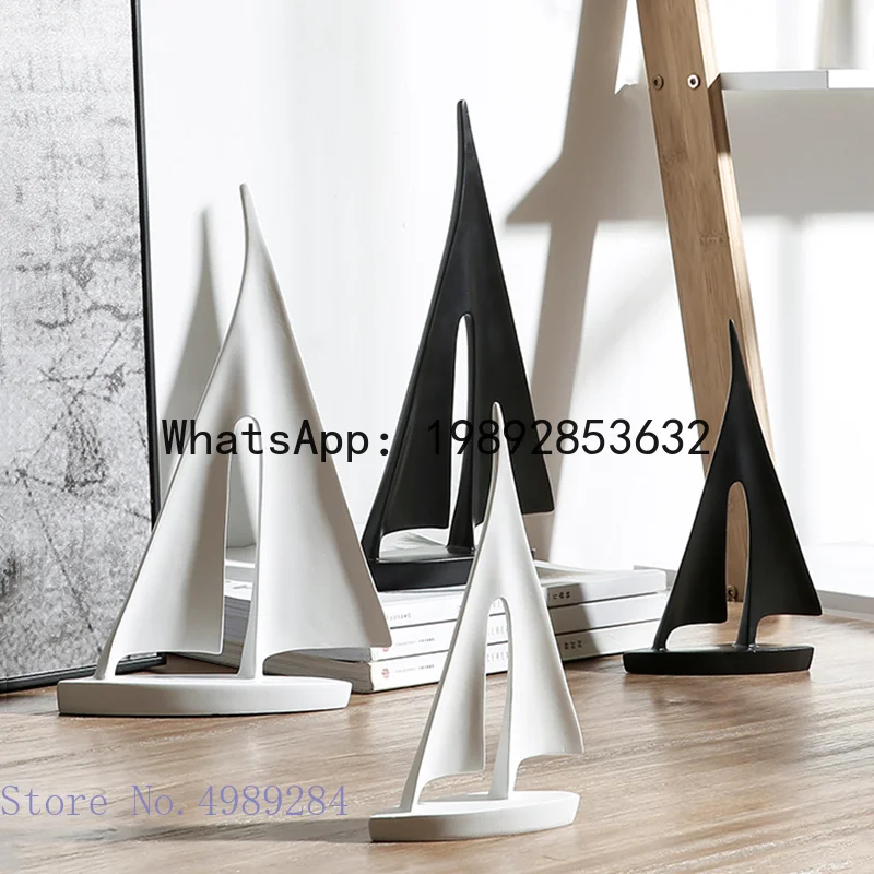 

Creative resin crafts ornaments sailboat ferry triangle abstract Hollow out Golden handicraft furnishings Home Decoration