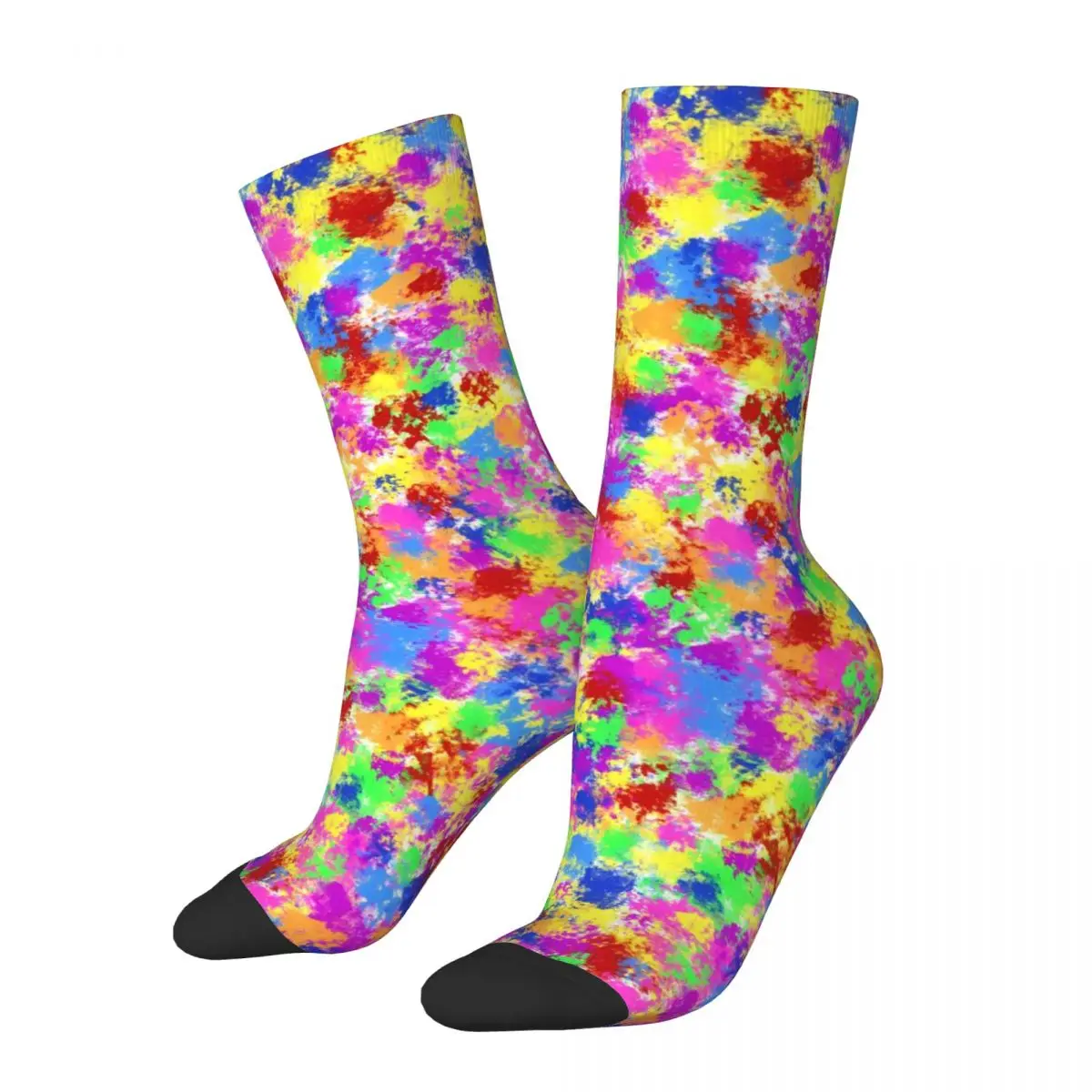 

Trendy Neon Paint Stockings Rainbow Splash Graphic Funny Socks Spring Anti Skid Socks Girls Running Quality Socks