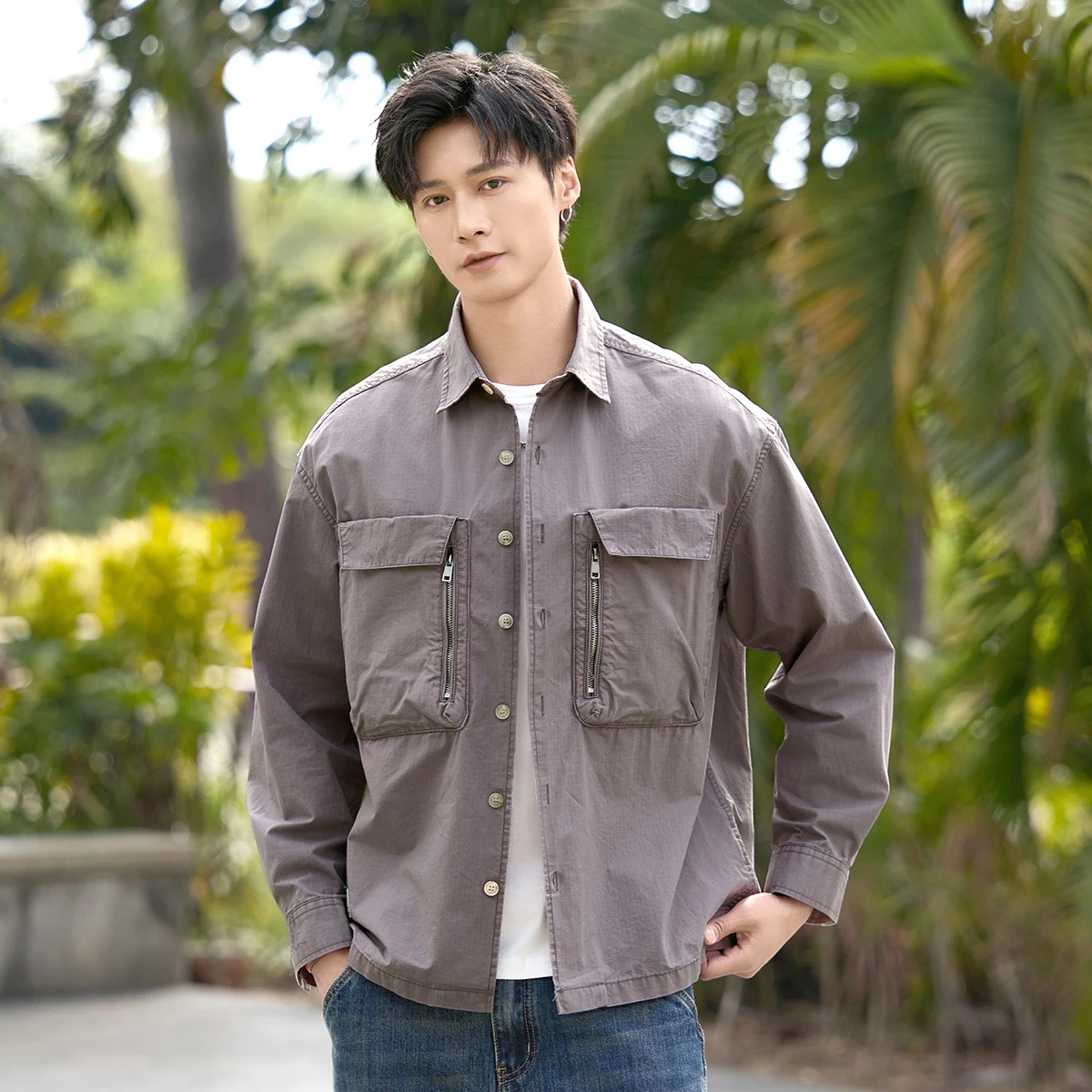 

Men Multi Pocket Techwear Pure Cotton Long Sleeve Loose Casual Track Cargo Shirts Streetwear Fashion Plus Size Shirt Blouse Coat